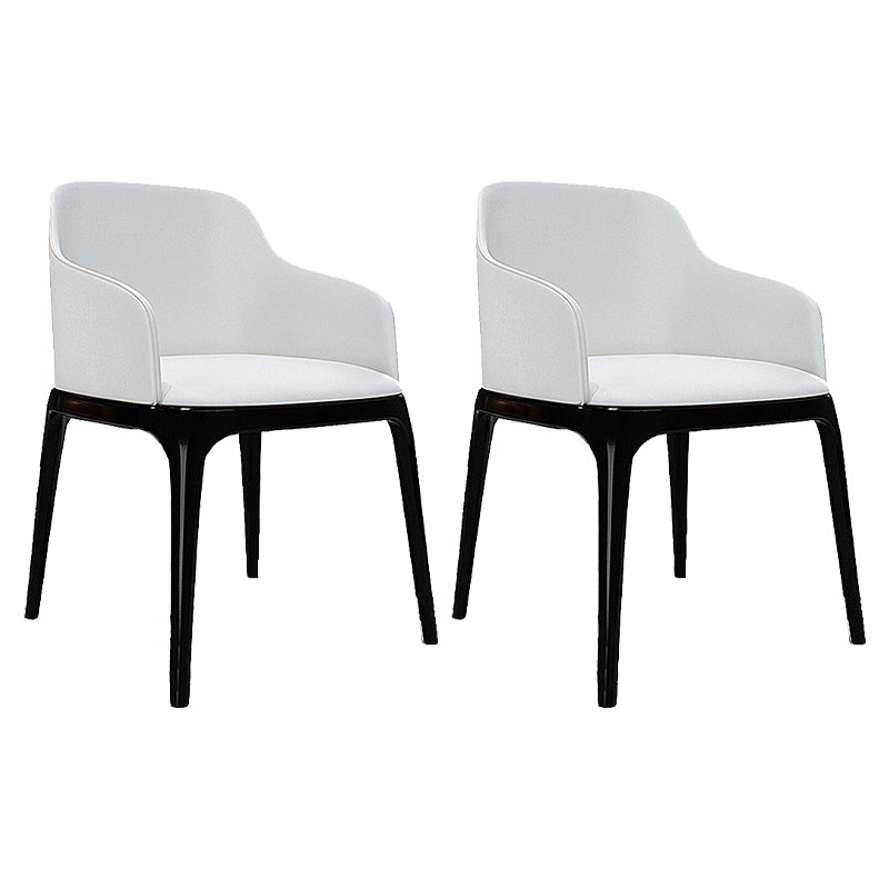 Contemporary Style Leather Chair Arm Parsons Chair with Wooden Legs for Kitchen
