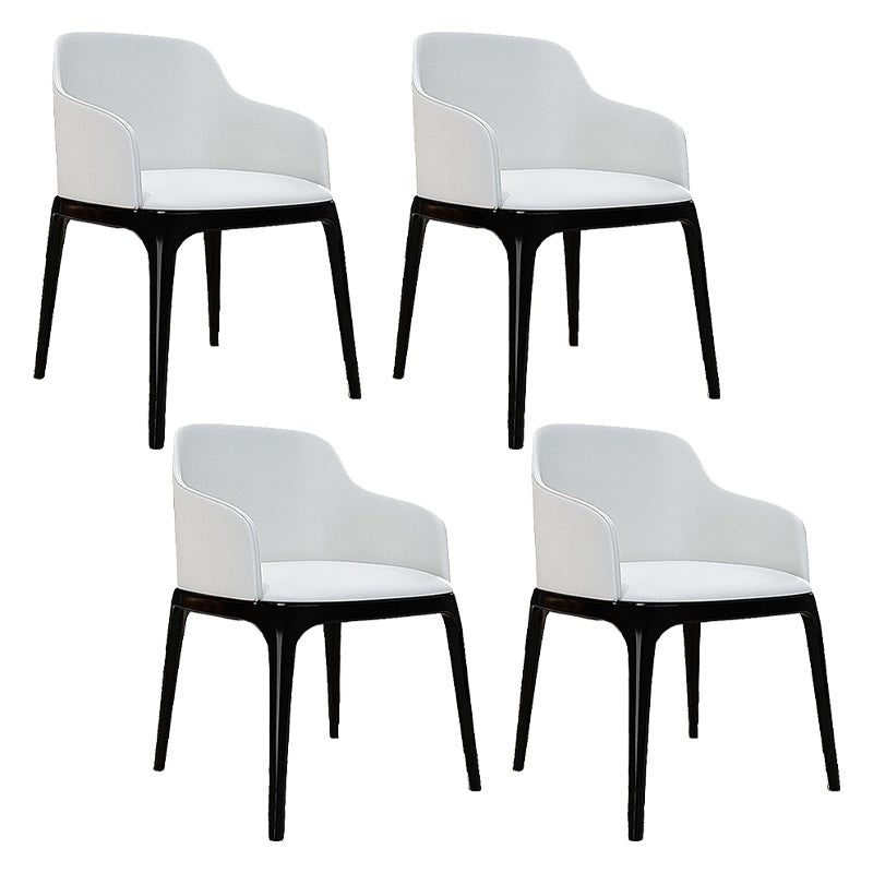 Contemporary Style Leather Chair Arm Parsons Chair with Wooden Legs for Kitchen