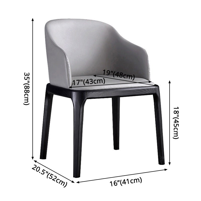 Contemporary Style Leather Chair Arm Parsons Chair with Wooden Legs for Kitchen