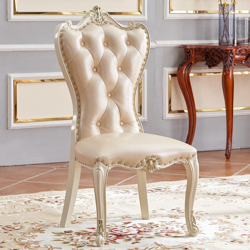Chaise d'appoint en cuir de bouleau de style européen, chaise de salle à manger Parsons de couleur claire