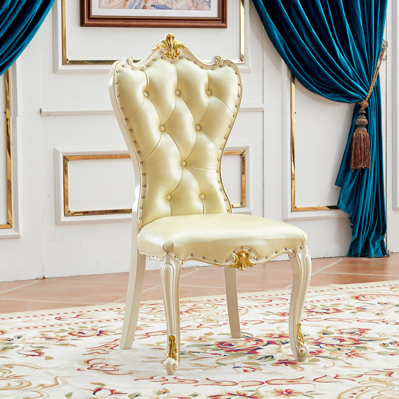 Chaise d'appoint en cuir de bouleau de style européen, chaise de salle à manger Parsons de couleur claire