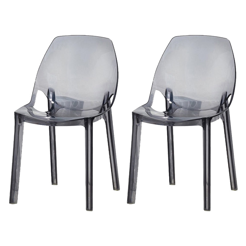 Glam Style Plastic Kitchen Dining Room Chair Set Solid Back Side Chairs