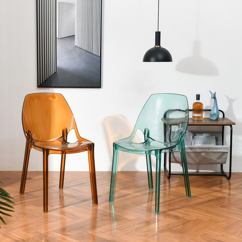 Glam Style Plastic Kitchen Dining Room Chair Set Solid Back Side Chairs