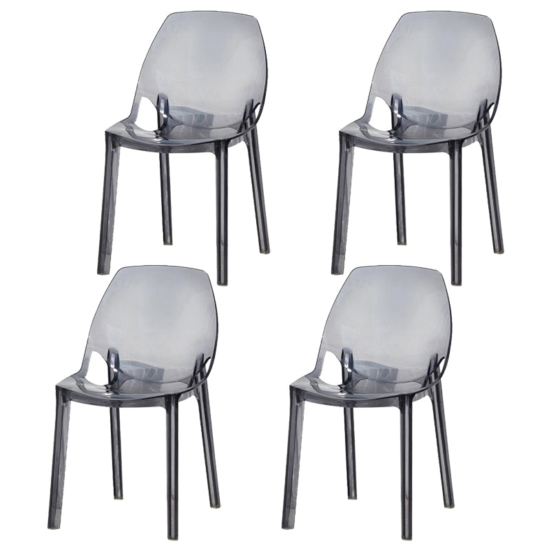 Glam Style Plastic Kitchen Dining Room Chair Set Solid Back Side Chairs
