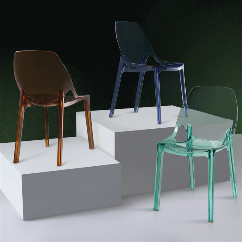 Glam Style Plastic Kitchen Dining Room Chair Set Solid Back Side Chairs