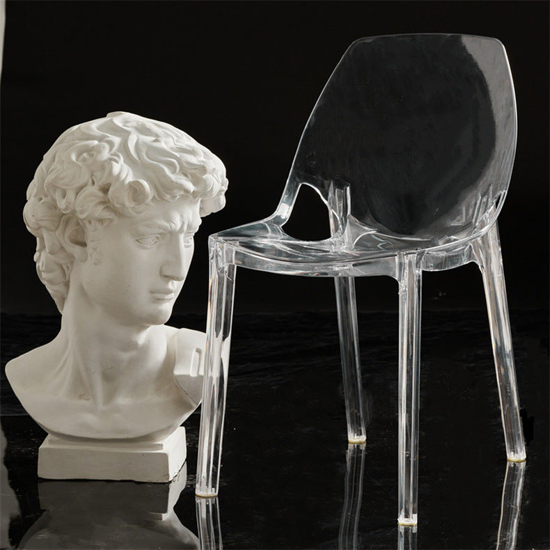 Glam Style Plastic Kitchen Dining Room Chair Set Solid Back Side Chairs