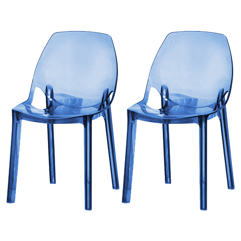 Glam Style Plastic Kitchen Dining Room Chair Set Solid Back Side Chairs
