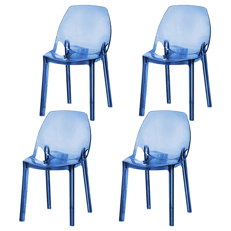 Glam Style Plastic Kitchen Dining Room Chair Set Solid Back Side Chairs