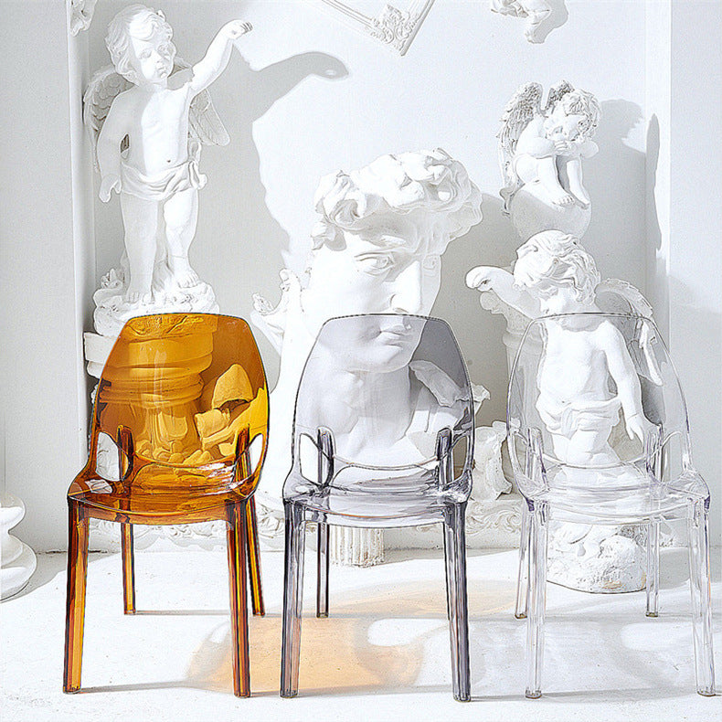Glam Style Plastic Kitchen Dining Room Chair Set Solid Back Side Chairs