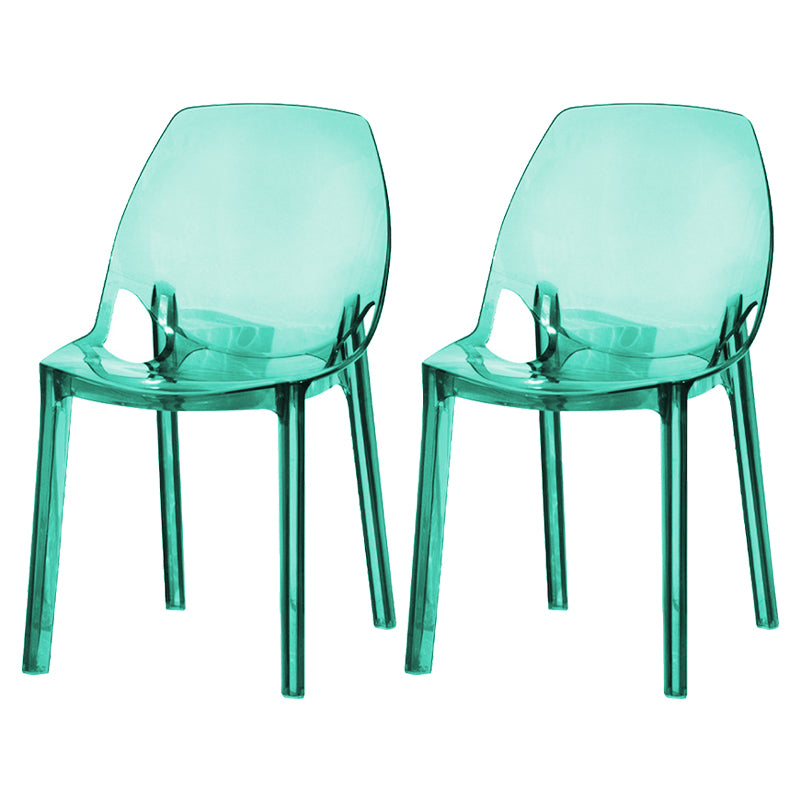 Glam Style Plastic Kitchen Dining Room Chair Set Solid Back Side Chairs