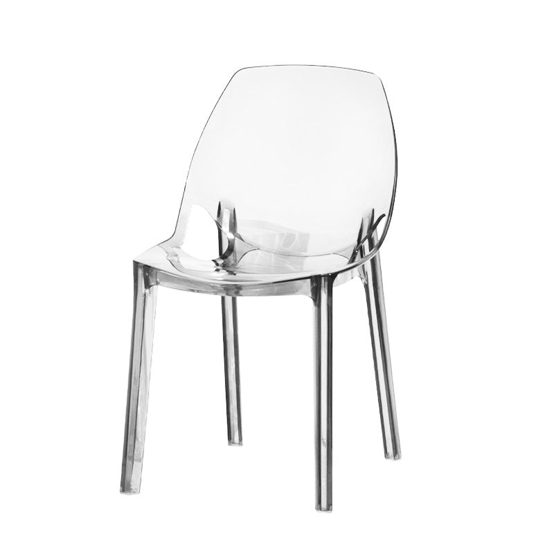 Glam Style Plastic Kitchen Dining Room Chair Set Solid Back Side Chairs
