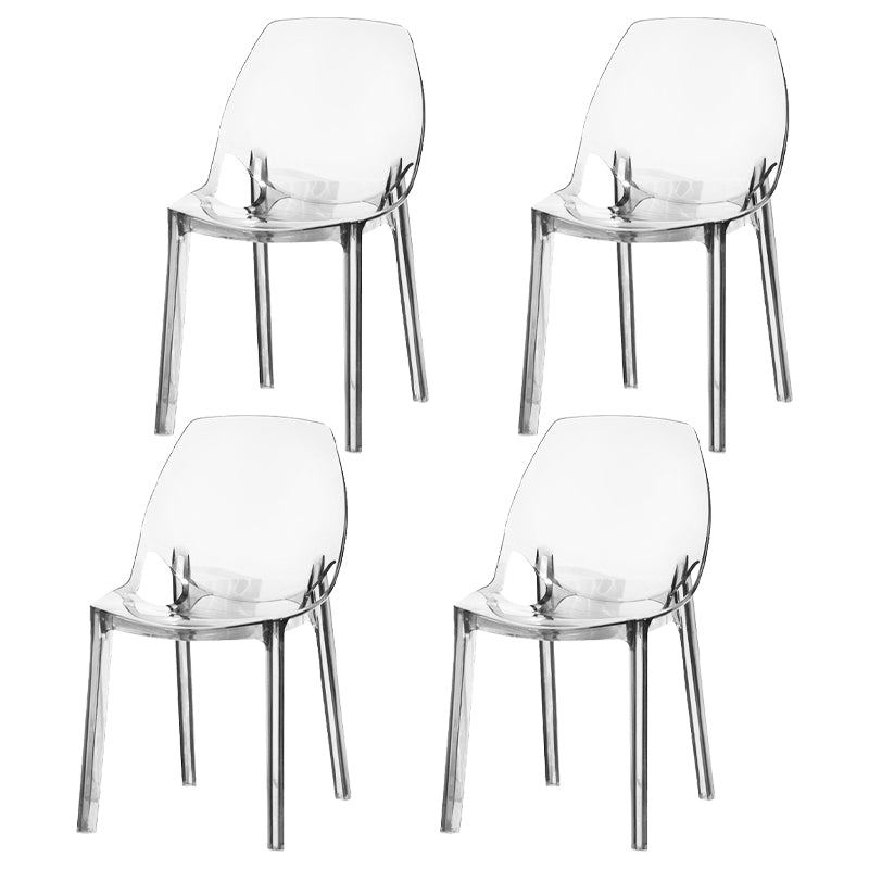Glam Style Plastic Kitchen Dining Room Chair Set Solid Back Side Chairs