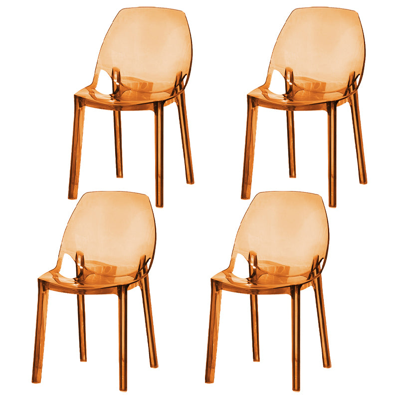 Glam Style Plastic Kitchen Dining Room Chair Set Solid Back Side Chairs