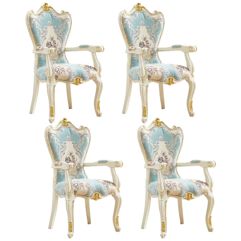 European Style Birch Leather Arm Chair Light Color Solid Back Dining Chair with White Legs