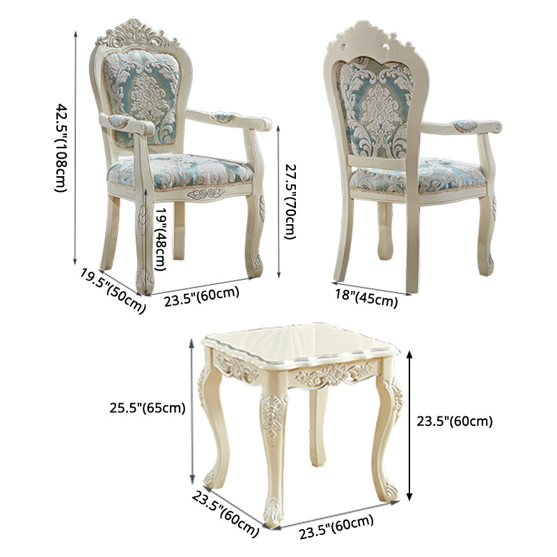 European Style Birch Leather Arm Chair Light Color Solid Back Dining Chair with White Legs