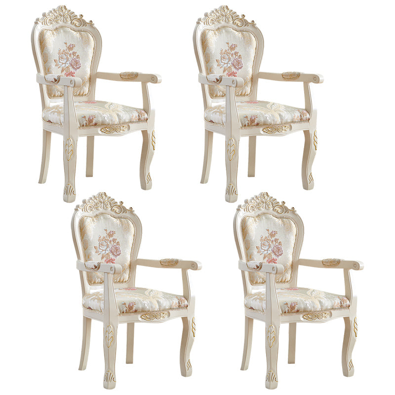 European Style Birch Leather Arm Chair Light Color Solid Back Dining Chair with White Legs