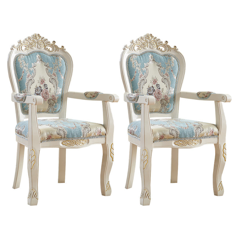 European Style Birch Leather Arm Chair Light Color Solid Back Dining Chair with White Legs