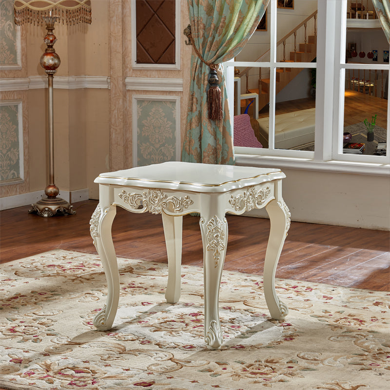 European Style Birch Leather Arm Chair Light Color Solid Back Dining Chair with White Legs