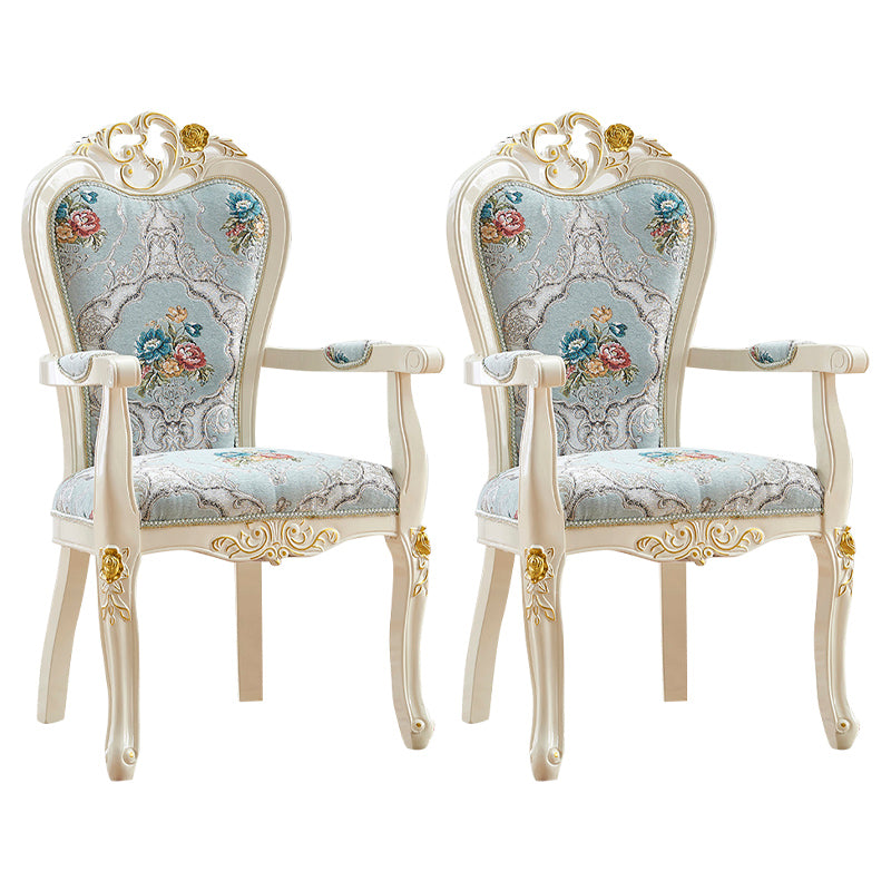European Style Birch Leather Arm Chair Light Color Solid Back Dining Chair with White Legs