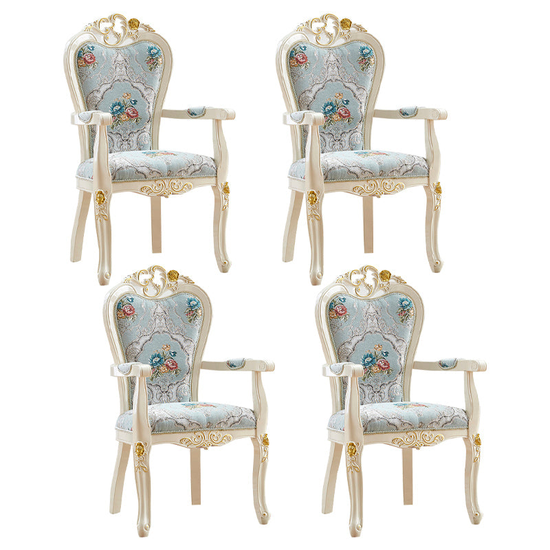 European Style Birch Leather Arm Chair Light Color Solid Back Dining Chair with White Legs