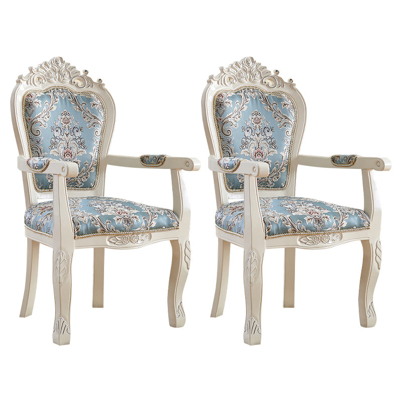 European Style Birch Leather Arm Chair Light Color Solid Back Dining Chair with White Legs
