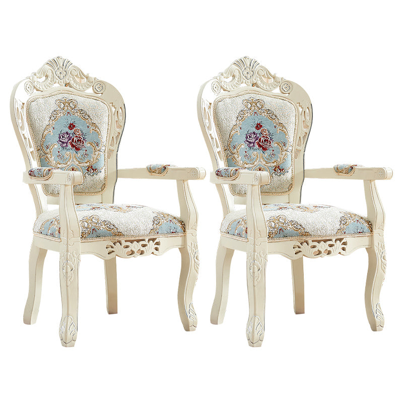 European Style Birch Leather Arm Chair Light Color Solid Back Dining Chair with White Legs