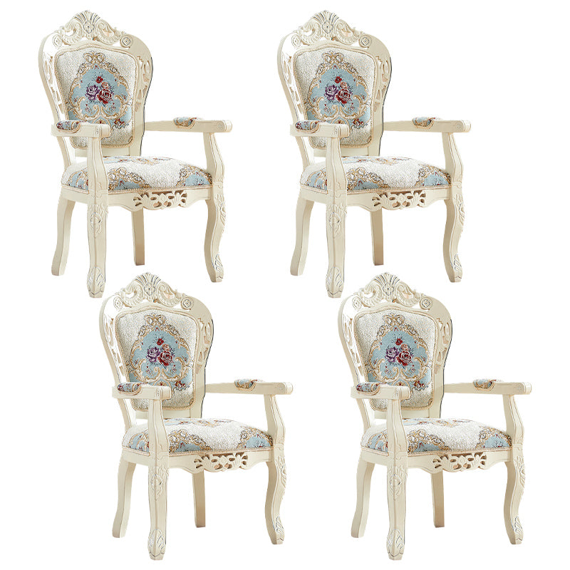 European Style Birch Leather Arm Chair Light Color Solid Back Dining Chair with White Legs