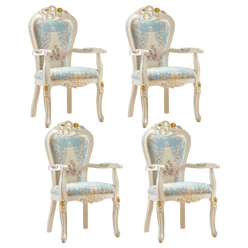 European Style Birch Leather Arm Chair Light Color Solid Back Dining Chair with White Legs