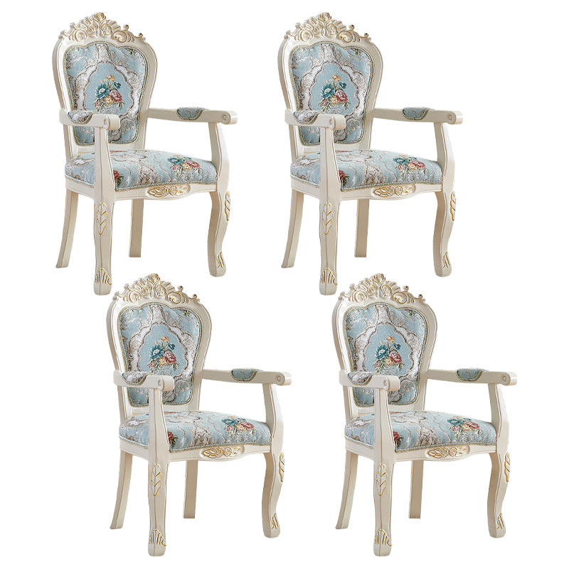 European Style Birch Leather Arm Chair Light Color Solid Back Dining Chair with White Legs