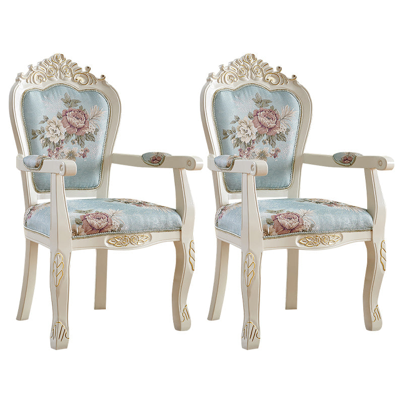 European Style Birch Leather Arm Chair Light Color Solid Back Dining Chair with White Legs