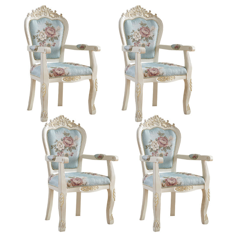 European Style Birch Leather Arm Chair Light Color Solid Back Dining Chair with White Legs