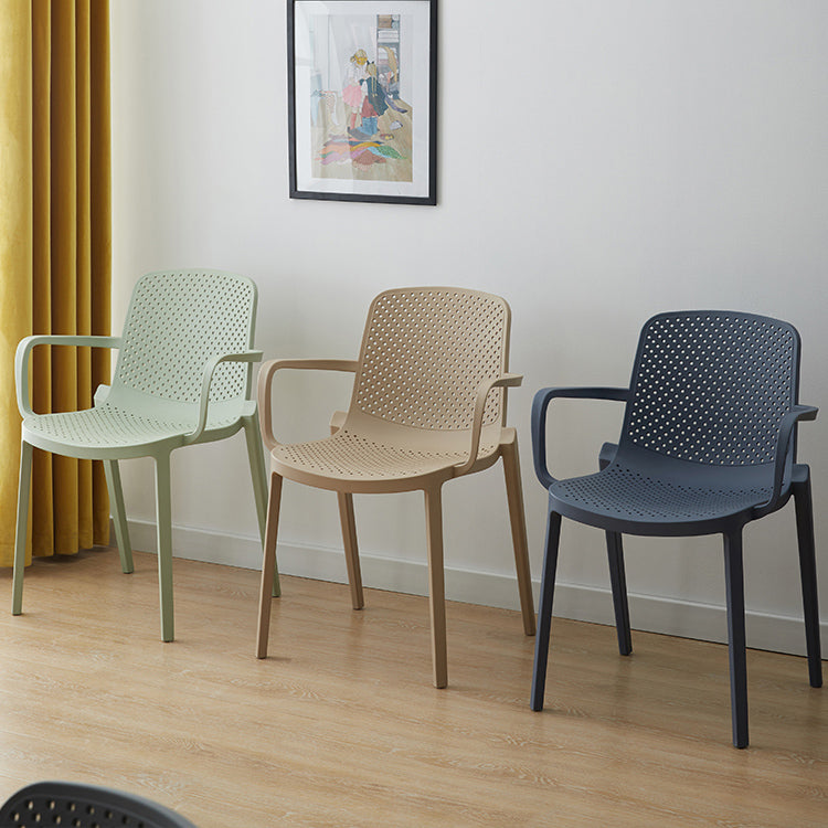 Scandinavian Plastic Dining Arm Chair Solid Back Kitchen Dining Armchair