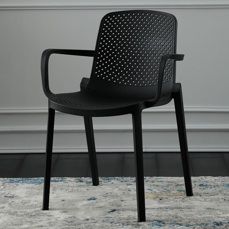 Scandinavian Plastic Dining Arm Chair Solid Back Kitchen Dining Armchair