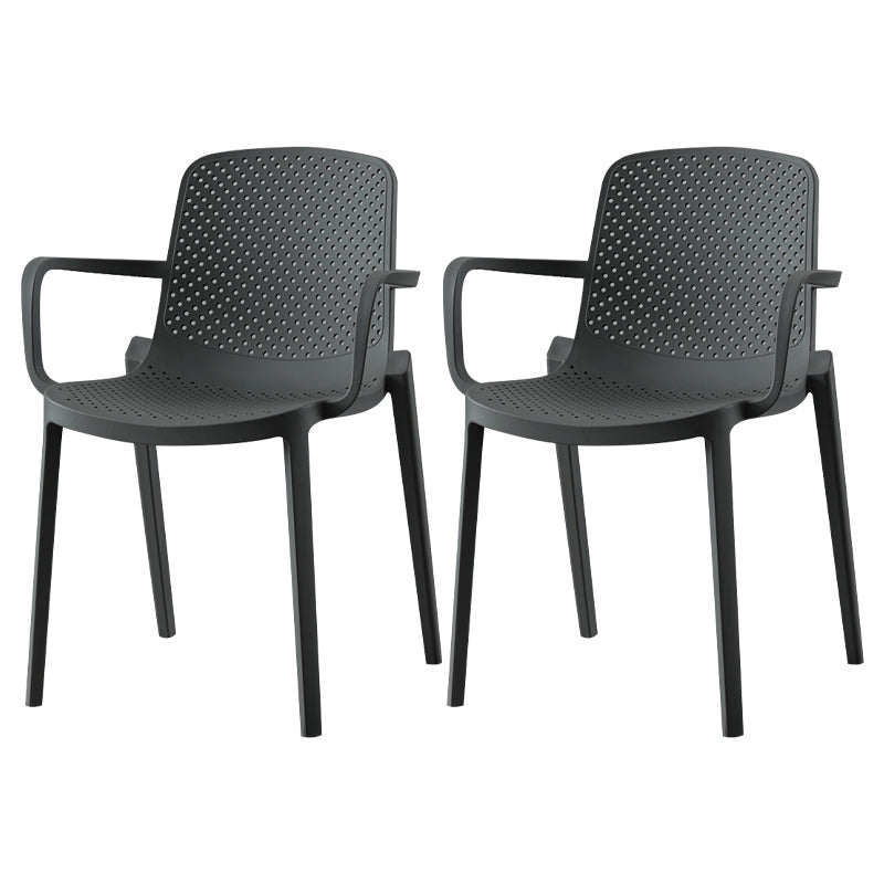 Scandinavian Plastic Dining Arm Chair Solid Back Kitchen Dining Armchair