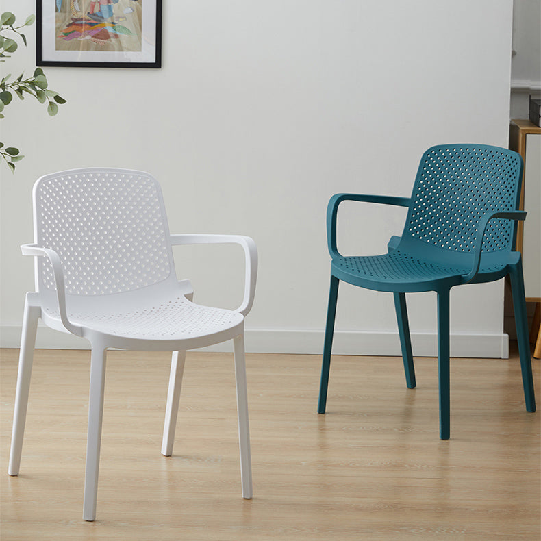 Scandinavian Plastic Dining Arm Chair Solid Back Kitchen Dining Armchair