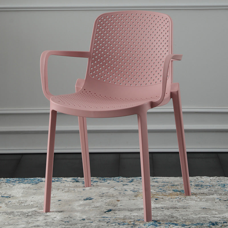 Scandinavian Plastic Dining Arm Chair Solid Back Kitchen Dining Armchair