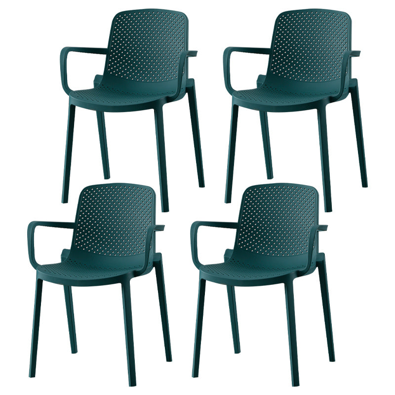 Scandinavian Plastic Dining Arm Chair Solid Back Kitchen Dining Armchair