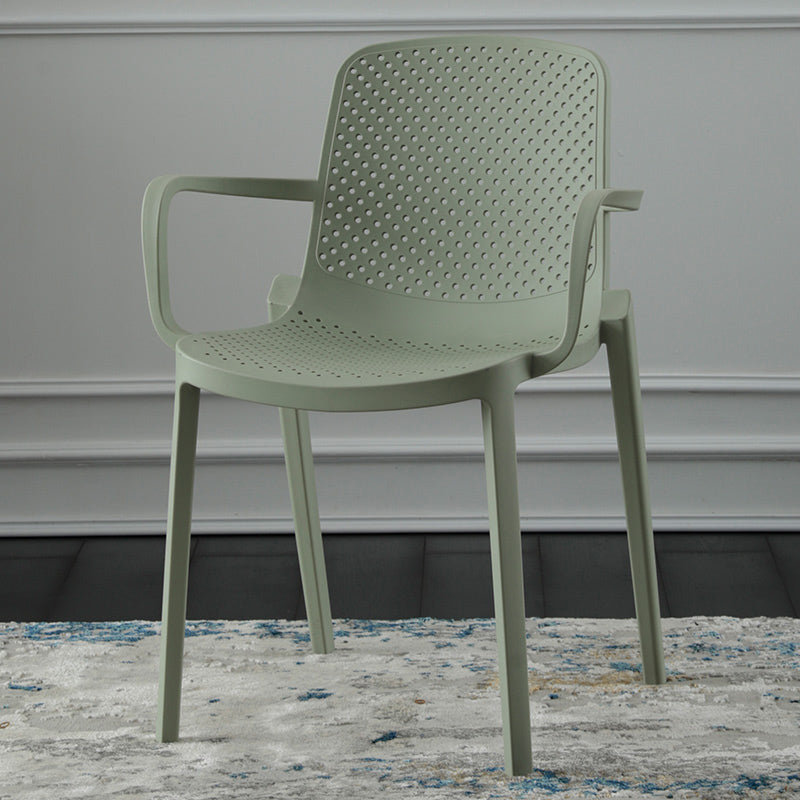 Scandinavian Plastic Dining Arm Chair Solid Back Kitchen Dining Armchair