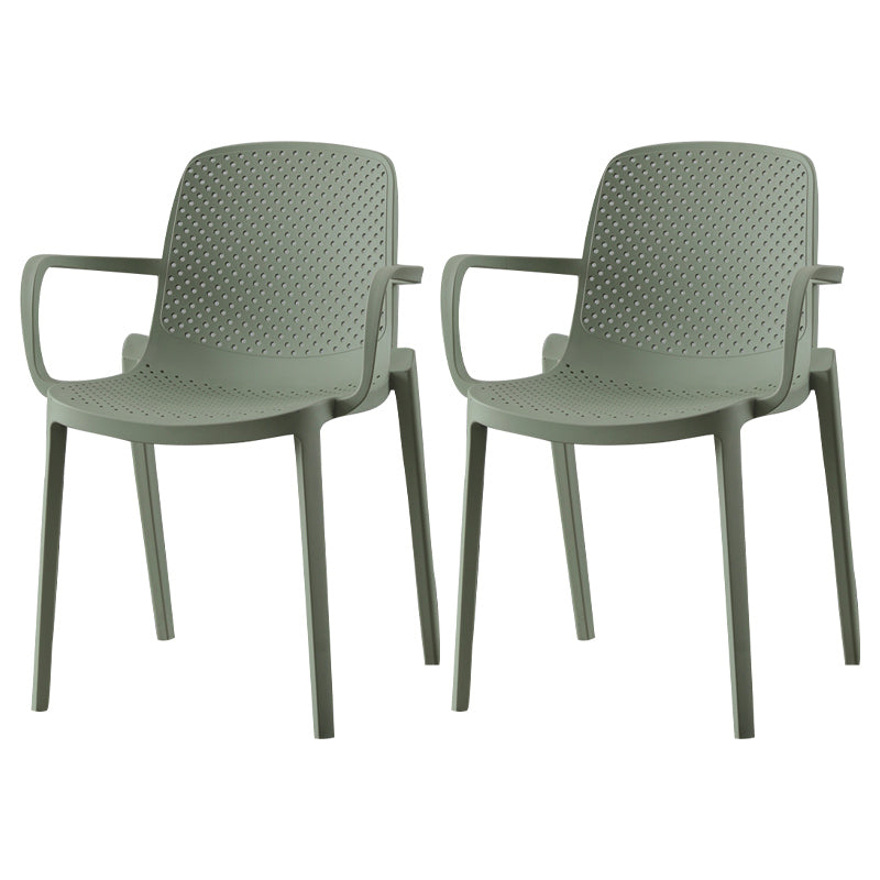 Scandinavian Plastic Dining Arm Chair Solid Back Kitchen Dining Armchair