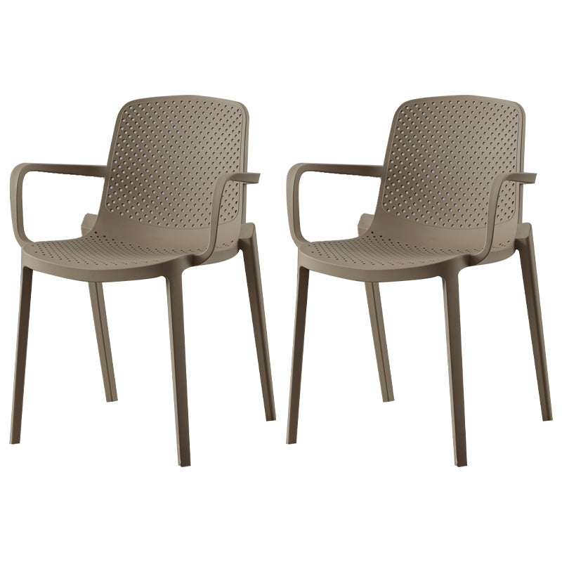 Scandinavian Plastic Dining Arm Chair Solid Back Kitchen Dining Armchair