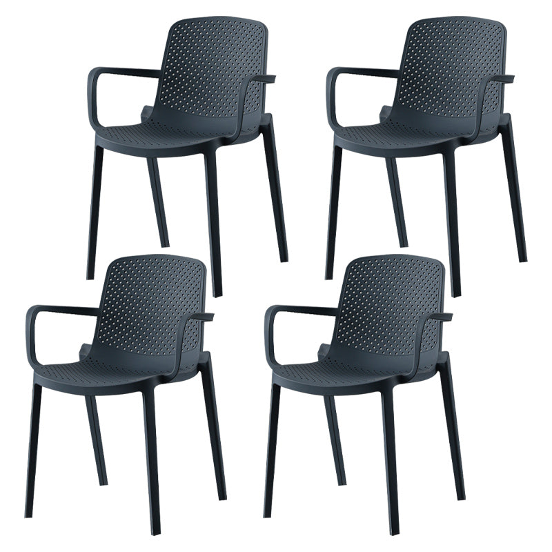 Scandinavian Plastic Dining Arm Chair Solid Back Kitchen Dining Armchair