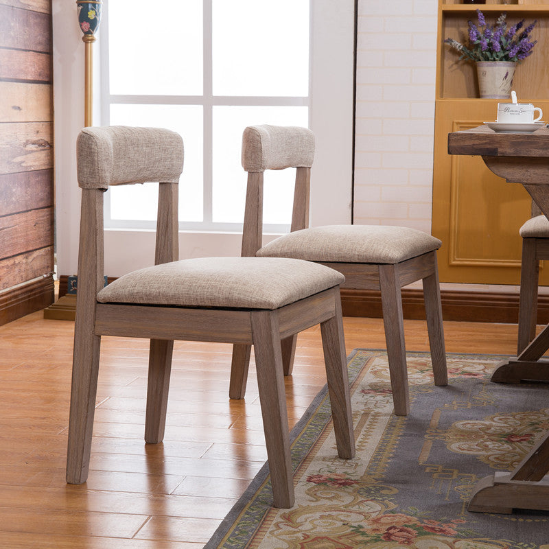 Country Style Solid Wood Dining Room Chair Open Back Dining Side Chair