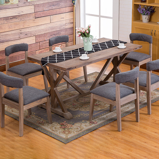 Country Style Solid Wood Dining Room Chair Open Back Dining Side Chair