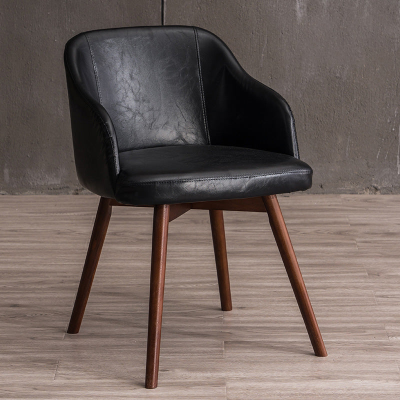 Scandinavian Beech Solid Back Arm Chair Fabric Dining Chair with Natural Legs