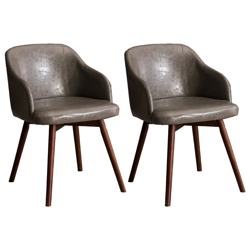 Scandinavian Beech Solid Back Arm Chair Fabric Dining Chair with Natural Legs