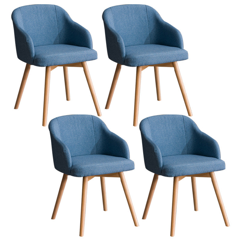 Scandinavian Beech Solid Back Arm Chair Fabric Dining Chair with Natural Legs