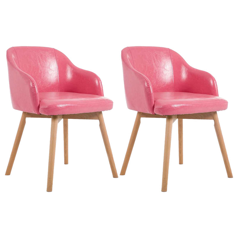 Scandinavian Beech Solid Back Arm Chair Fabric Dining Chair with Natural Legs