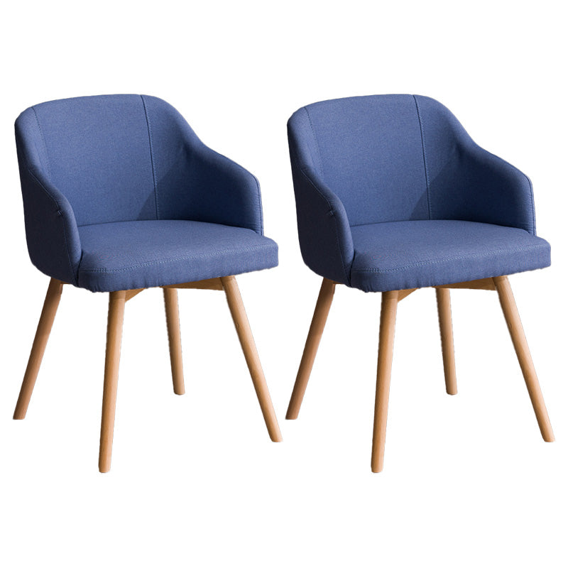 Scandinavian Beech Solid Back Arm Chair Fabric Dining Chair with Natural Legs