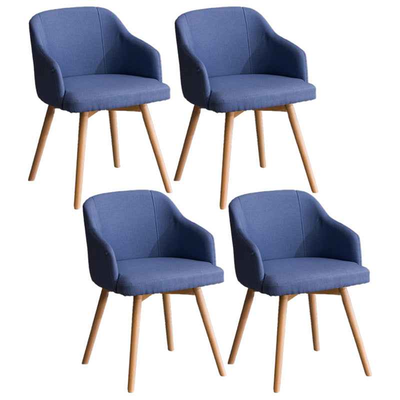 Scandinavian Beech Solid Back Arm Chair Fabric Dining Chair with Natural Legs