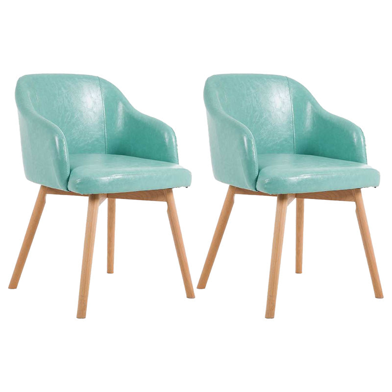 Scandinavian Beech Solid Back Arm Chair Fabric Dining Chair with Natural Legs
